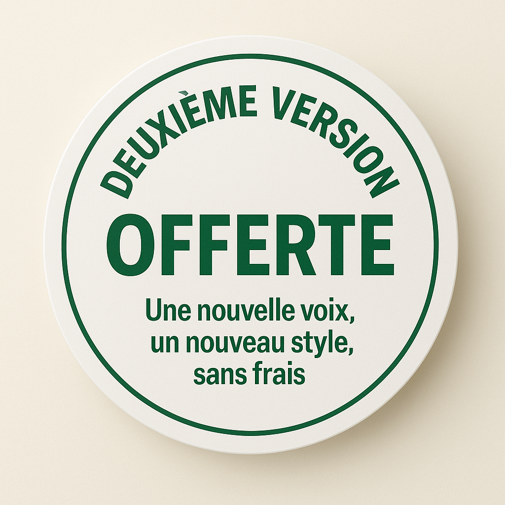Deuxième version offerte – Changement d'artiste/style sans frais - MELODYA
